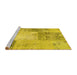 Sideview of Machine Washable Patchwork Yellow Transitional Rug, wshcon2911yw