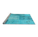 Sideview of Machine Washable Patchwork Light Blue Transitional Rug, wshcon2911lblu