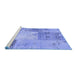 Sideview of Machine Washable Patchwork Blue Transitional Rug, wshcon2911blu