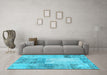 Machine Washable Patchwork Light Blue Transitional Rug in a Living Room, wshcon2911lblu