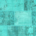 Square Patchwork Turquoise Transitional Rug, con2911turq