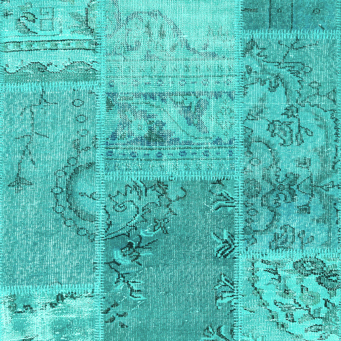 Patchwork Turquoise Transitional Rug, con2912turq