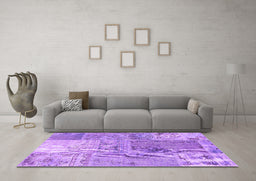 Machine Washable Patchwork Purple Transitional Area Rugs in a Living Room, wshcon2912pur