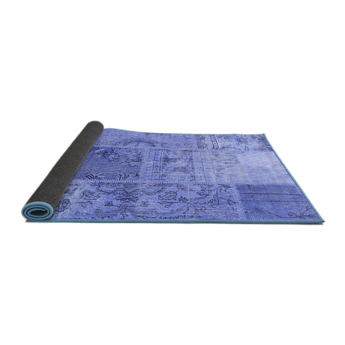 Sideview of Patchwork Blue Transitional Rug, con2912blu