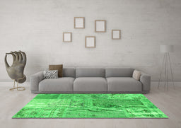 Machine Washable Patchwork Green Transitional Area Rugs in a Living Room,, wshcon2912grn