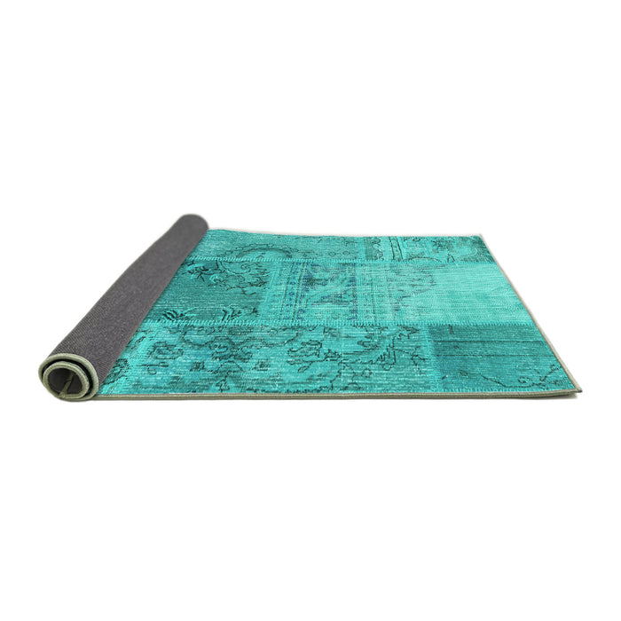 Sideview of Patchwork Turquoise Transitional Rug, con2912turq