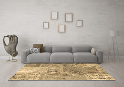 Machine Washable Patchwork Brown Transitional Rug in a Living Room,, wshcon2912brn