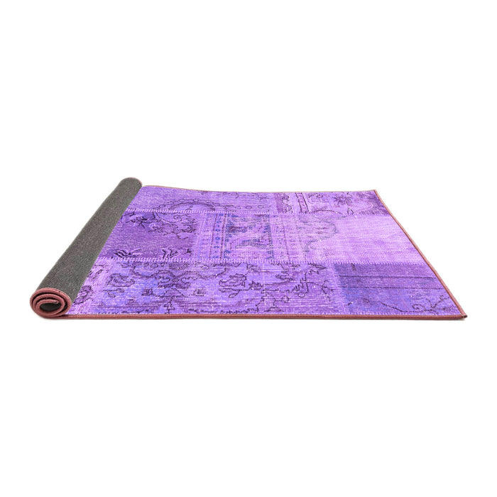 Sideview of Patchwork Purple Transitional Rug, con2912pur