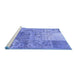 Sideview of Machine Washable Patchwork Blue Transitional Rug, wshcon2912blu