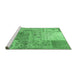 Sideview of Machine Washable Patchwork Emerald Green Transitional Area Rugs, wshcon2912emgrn