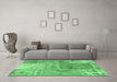 Machine Washable Patchwork Emerald Green Transitional Area Rugs in a Living Room,, wshcon2912emgrn