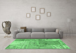 Machine Washable Patchwork Emerald Green Transitional Area Rugs in a Living Room,, wshcon2912emgrn