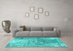 Machine Washable Patchwork Turquoise Transitional Area Rugs in a Living Room,, wshcon2912turq