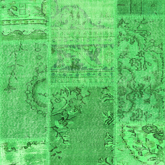 Serging Thickness of Machine Washable Patchwork Green Transitional Area Rugs, wshcon2912grn