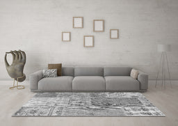 Machine Washable Patchwork Gray Transitional Rug in a Living Room,, wshcon2912gry