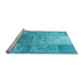 Sideview of Machine Washable Patchwork Light Blue Transitional Rug, wshcon2912lblu