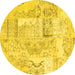 Round Patchwork Yellow Transitional Rug, con2913yw