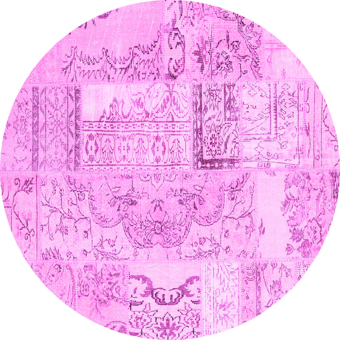 Round Patchwork Pink Transitional Rug, con2913pnk