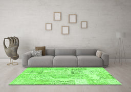 Machine Washable Patchwork Green Transitional Area Rugs in a Living Room,, wshcon2913grn
