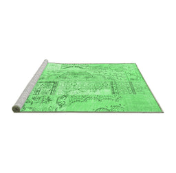 Sideview of Machine Washable Patchwork Emerald Green Transitional Area Rugs, wshcon2913emgrn