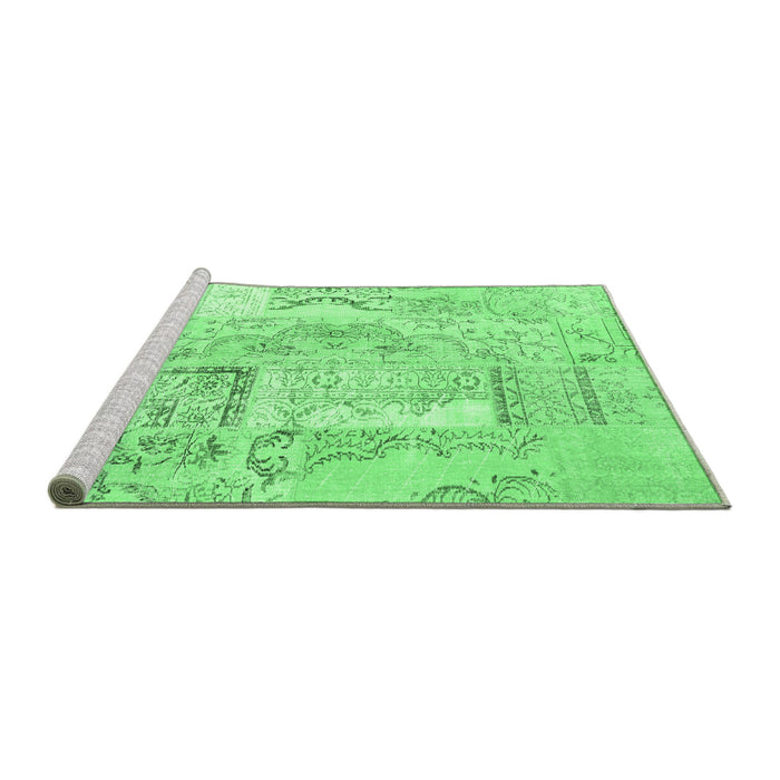 Sideview of Machine Washable Patchwork Emerald Green Transitional Area Rugs, wshcon2913emgrn