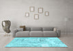 Machine Washable Patchwork Light Blue Transitional Rug in a Living Room, wshcon2913lblu