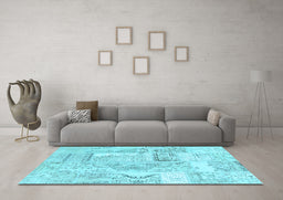 Machine Washable Patchwork Light Blue Transitional Rug in a Living Room, wshcon2913lblu