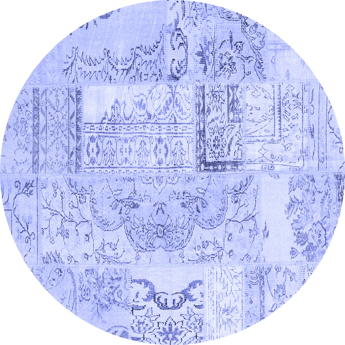 Round Patchwork Blue Transitional Rug, con2913blu