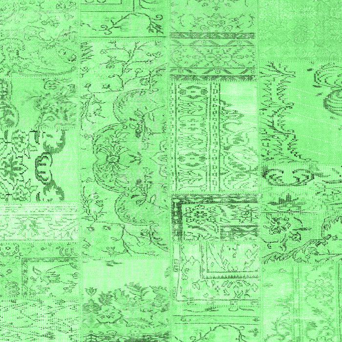 Square Patchwork Emerald Green Transitional Rug, con2913emgrn