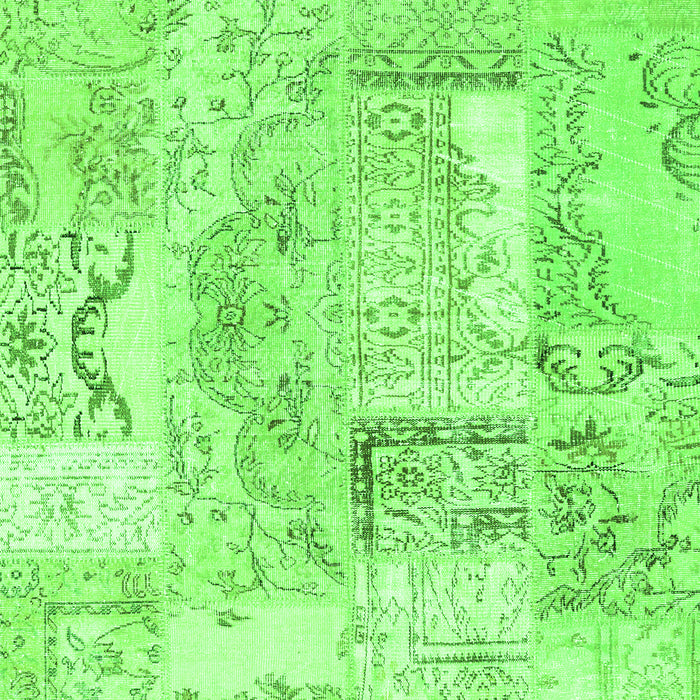 Serging Thickness of Machine Washable Patchwork Green Transitional Area Rugs, wshcon2913grn