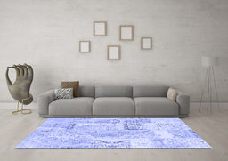 Machine Washable Patchwork Blue Transitional Rug in a Living Room, wshcon2913blu