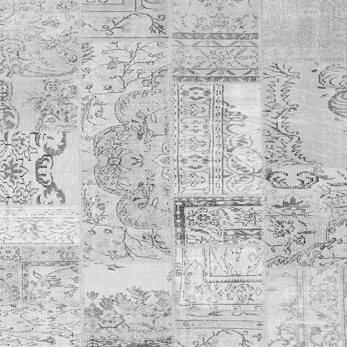 Round Machine Washable Patchwork Gray Transitional Rug, wshcon2913gry