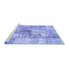 Sideview of Machine Washable Patchwork Blue Transitional Rug, wshcon2914blu