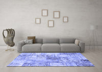 Machine Washable Patchwork Blue Transitional Rug, wshcon2914blu