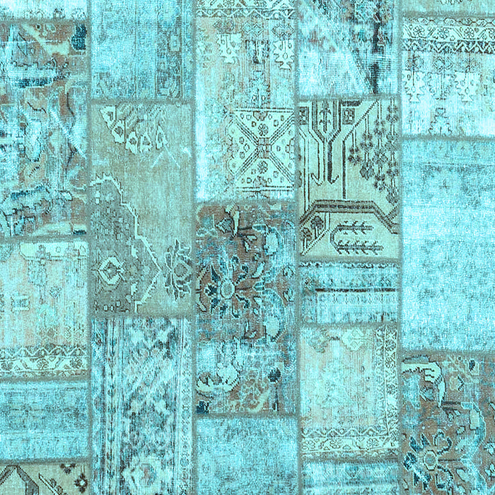 Machine Washable Patchwork Light Blue Transitional Rug, wshcon2914lblu
