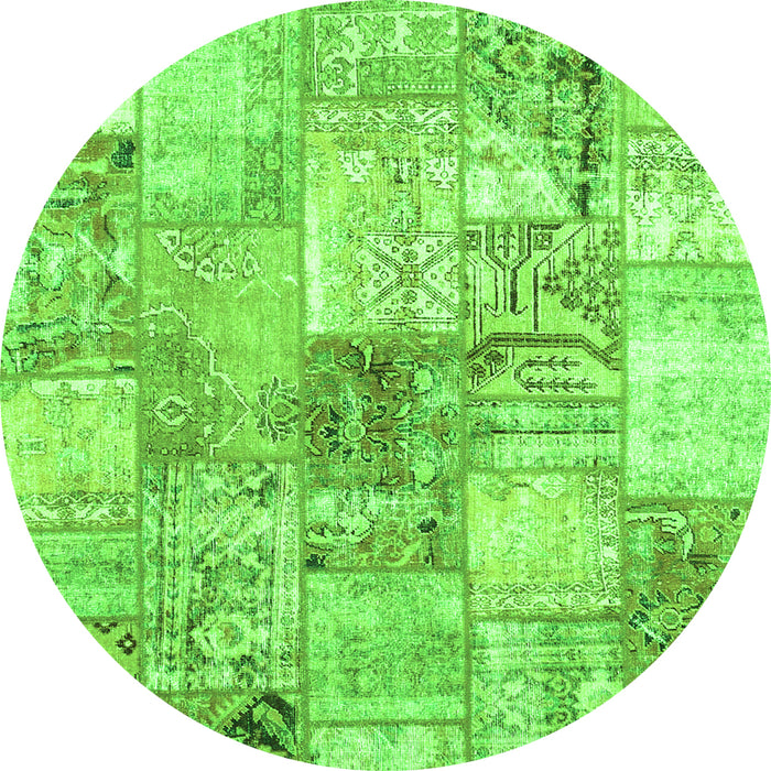 Machine Washable Patchwork Green Transitional Area Rugs, wshcon2914grn