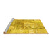 Sideview of Machine Washable Patchwork Yellow Transitional Rug, wshcon2914yw