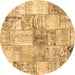 Round Patchwork Brown Transitional Rug, con2914brn