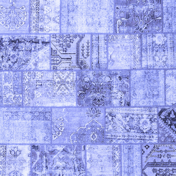 Square Machine Washable Patchwork Blue Transitional Rug, wshcon2914blu