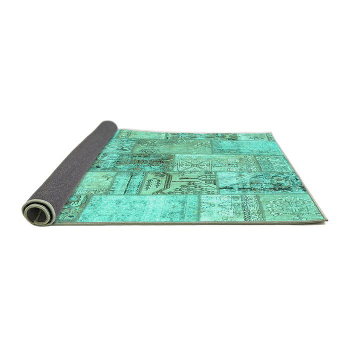 Sideview of Patchwork Turquoise Transitional Rug, con2914turq