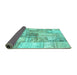 Sideview of Patchwork Turquoise Transitional Rug, con2914turq