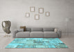 Machine Washable Patchwork Light Blue Transitional Rug in a Living Room, wshcon2914lblu