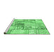 Sideview of Machine Washable Patchwork Emerald Green Transitional Area Rugs, wshcon2914emgrn