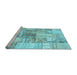 Sideview of Machine Washable Patchwork Light Blue Transitional Rug, wshcon2914lblu