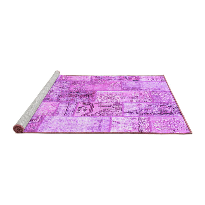 Sideview of Machine Washable Patchwork Purple Transitional Area Rugs, wshcon2914pur