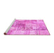 Sideview of Machine Washable Patchwork Pink Transitional Rug, wshcon2914pnk