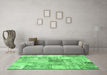 Machine Washable Patchwork Emerald Green Transitional Area Rugs in a Living Room,, wshcon2914emgrn