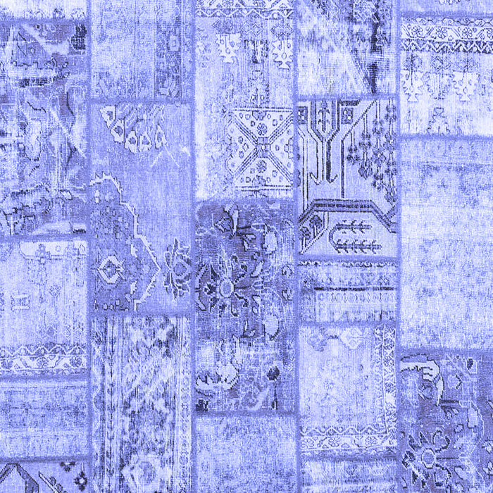 Machine Washable Patchwork Blue Transitional Rug, wshcon2914blu