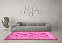 Machine Washable Abstract Pink Contemporary Rug, wshcon2915pnk