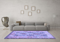 Machine Washable Abstract Blue Contemporary Rug in a Living Room, wshcon2915blu